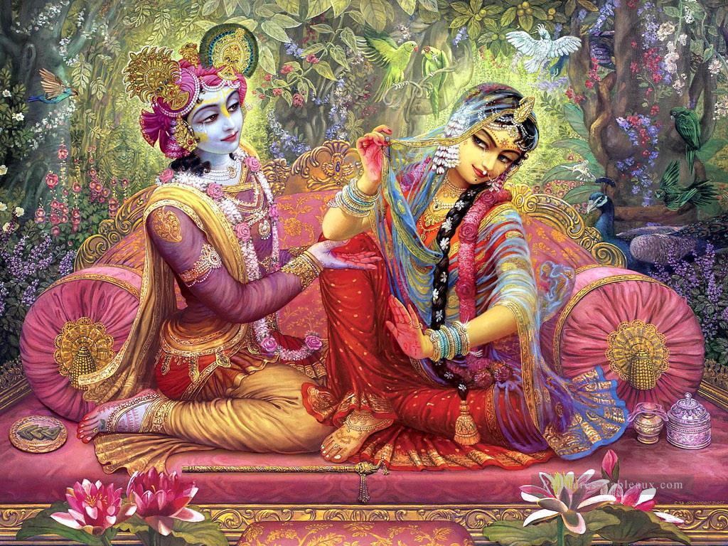 Radha Krishna 14 Hindou Peintures à l'huile